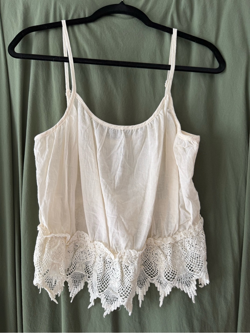 Glamorous Cream Crochet-Hem Spaghetti Strap Cami sz XS